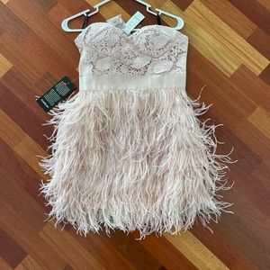 Bebe light pink feather dress size small